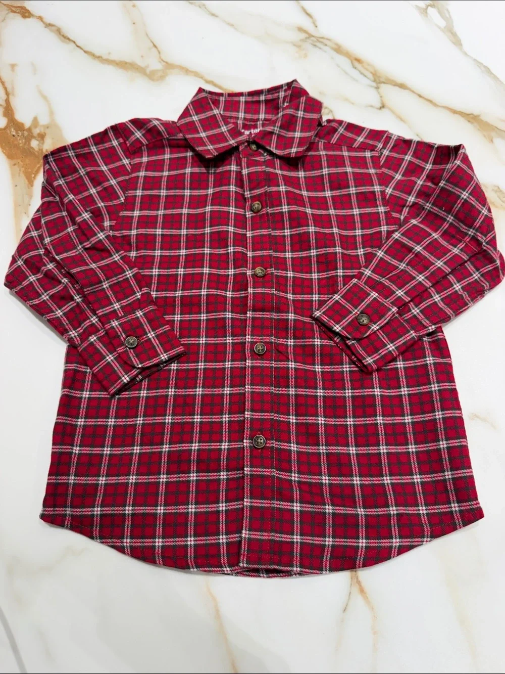 Carter's Red Plaid Button-Down Shirt 2T